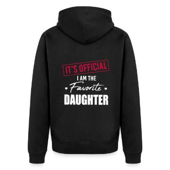 Es ist offiziell, ich bin die Lieblingstochter Familie Lo - Unisex Premium Bio Zip Hoodie - Schwarz - Hinten - Nico (187cm)