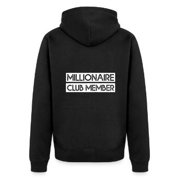 Millionaire Club Memberwealthhealthmotivationpeopl - Unisex Premium Organic Zip Hoodie - black - Back - Nico (187cm)