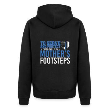 Police To Serve And Protect Blue Line - Unisex Premium Organic Zip Hoodie - black - Back - Nico (187cm)
