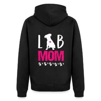 Lab Mom Happy Mother's Day Dog Breed Paw Bark Bone - Unisex Premium Organic Zip Hoodie - black - Back - Nico (187cm)