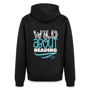 Wild über das Lesen Zurück zur Schule Bibliothekar Englis - Unisex Premium Bio Zip Hoodie - Schwarz - Hinten - Nico (187cm)