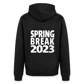 Passende Gruppe Spring Break 2023 Vintage Krawatte Dyevi - Unisex Premium Bio Zip Hoodie - Schwarz - Hinten - Nico (187cm)