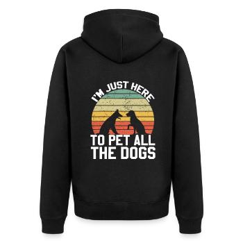 Vintage Ich Bin Nur Hier, Um Alle Hunde Zu Streicheln Retro Do - Unisex Premium Bio Zip Hoodie - Schwarz - Hinten - Nico (187cm)