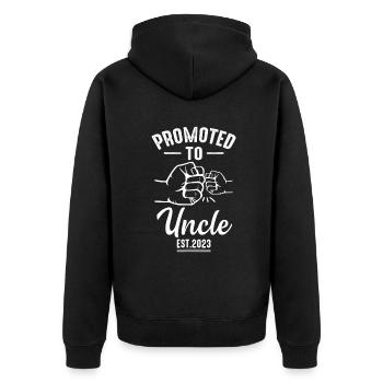 Zum Onkel befördert 2023 - zum ersten Mal anwesend ne - Unisex Premium Bio Zip Hoodie - Schwarz - Hinten - Nico (187cm)