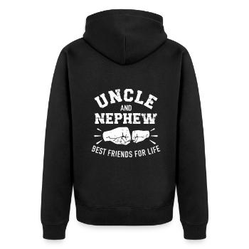 Uncle and Nephew Friends for Life - Unisex Premium Organic Zip Hoodie - black - Back - Nico (187cm)