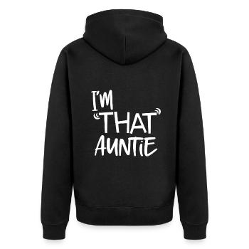 I'm That Auntie Funny Best Auntnational holidayfor - Unisex Premium Organic Zip Hoodie - black - Back - Nico (187cm)