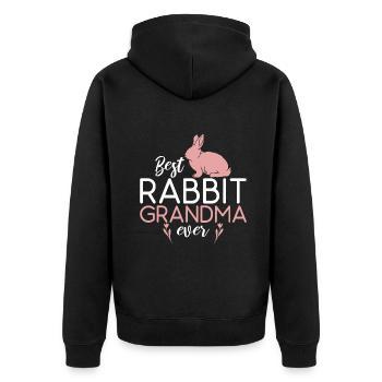Beste Kaninchen-Oma aller Zeiten Süßer Kaninchen-Liebhaber - Unisex Premium Bio Zip Hoodie - Schwarz - Hinten - Nico (187cm)