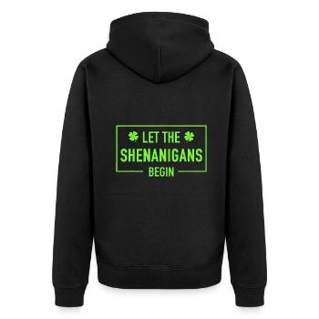 Lassen Sie die Spielereien den lustigen St. Patricks Day beginnen sh - Unisex Premium Bio Zip Hoodie - Schwarz - Hinten - Nico (187cm)