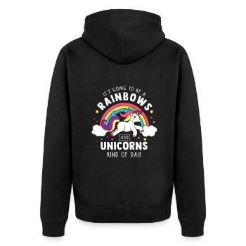 Es wird ein Tag der Regenbögen und Einhörner - Uni - Unisex Premium Bio Zip Hoodie - Schwarz - Hinten - Nico (187cm)