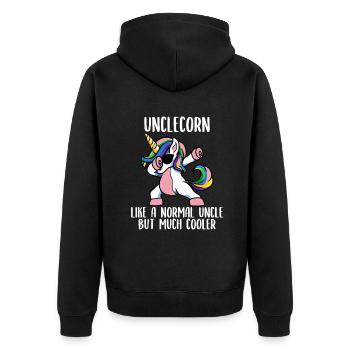 Herren Einhorn Onkel Mädchen Geburtstagsfeier Kleidung, Un - Unisex Premium Bio Zip Hoodie - Schwarz - Hinten - Nico (187cm)