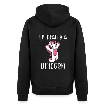 C’est mon costume humain Je suis vraiment une licorne - Veste à capuche bio Premium Unisexe - noir - Dos - Nico (187cm)