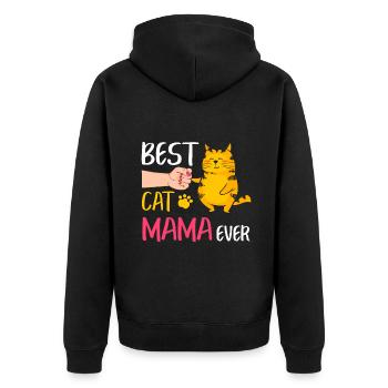 Beste Katze Mama Ever Niedliche Katze Faust Stoß Frauen Mutter - Unisex Premium Bio Zip Hoodie - Schwarz - Hinten - Nico (187cm)