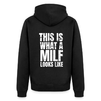 Lustiges Geschenk zum Muttertag - Unisex Premium Bio Zip Hoodie - Schwarz - Hinten - Nico (187cm)