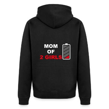 Mom Of 2 Girls Mothers Day Gift From Daughter - Unisex Premium Organic Zip Hoodie - black - Back - Nico (187cm)