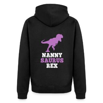 Nanny-Saurus Rex Dino Dinosaur NannySaurus Funny - Unisex Premium Organic Zip Hoodie - black - Back - Nico (187cm)