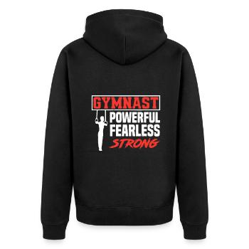 Boys Mens Gymnastics Sports Strong Funny Gymnast - Unisex Premium Organic Zip Hoodie - black - Back - Nico (187cm)
