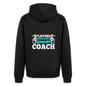 Flipping Awesome Gymnastics Coach Funny Gymnastomb - Unisex Premium Bio Zip Hoodie - Schwarz - Hinten - Nico (187cm)