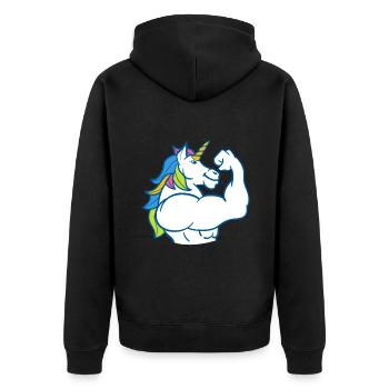 Licorne musculaire - Drôle de musculation magique Fitness Bodybuild - Veste à capuche bio Premium Unisexe - noir - Dos - Nico (187cm)