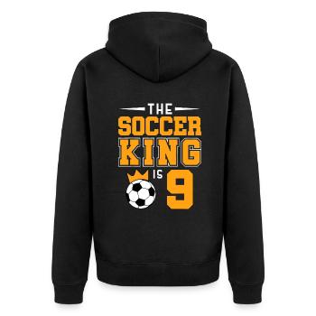 9 Jahre alte Geschenke Dabbing Boy Fußballspieler 9. Bir - Unisex Premium Bio Zip Hoodie - Schwarz - Hinten - Nico (187cm)
