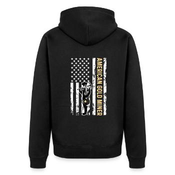 Drapeau américain doré pour American Gold Miner - Veste à capuche bio Premium Unisexe - noir - Dos - Nico (187cm)