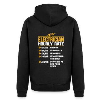 Drôle d’électricien Cadeau à taux horaire pour électricien - Veste à capuche bio Premium Unisexe - noir - Dos - Nico (187cm)
