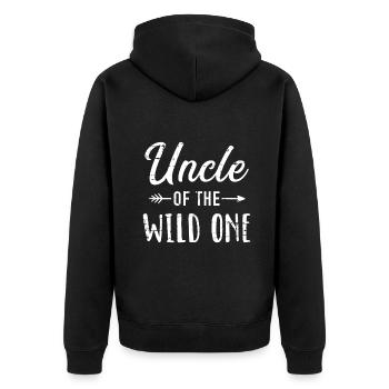 Mens Onkel der wilden Tochter passend zur Familie - Unisex Premium Bio Zip Hoodie - Schwarz - Hinten - Nico (187cm)