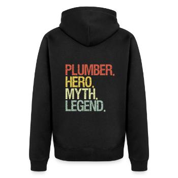 Lustiger KlempnerKlempner Zitatlustiger KlempnerKlempner Mann - Unisex Premium Bio Zip Hoodie - Schwarz - Hinten - Nico (187cm)