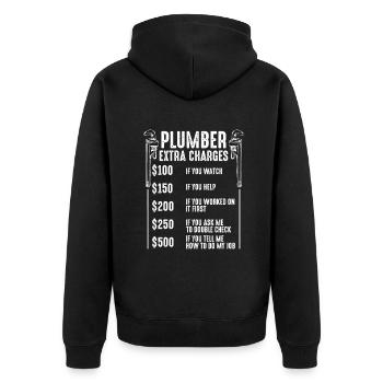 Klempner Aufpreis Klempnerwerkzeug Rohr Hobbyis C - Unisex Premium Bio Zip Hoodie - Schwarz - Hinten - Nico (187cm)
