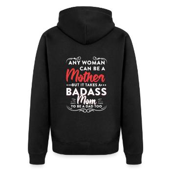 Womens Funny Happy Father's Day To The Best Single - Unisex Premium Organic Zip Hoodie - black - Back - Nico (187cm)