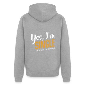 Oui, je suis célibataire maintenant c’est ta chance de vivre drôle Citation - Veste à capuche bio Premium Unisexe - gris chiné - Dos - Nico (187cm)