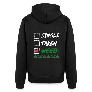Funny Weed 420 Quote Valentine Cannabis Smoker Lov - Unisex Premium Organic Zip Hoodie - black - Back - Nico (187cm)