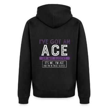 Lustige Asexuelle Stolz Ace Geschenk Im In Diesen Ärmeln A - Unisex Premium Bio Zip Hoodie - Schwarz - Hinten - Nico (187cm)