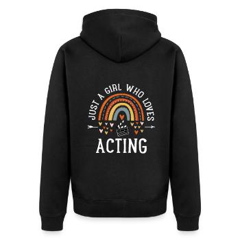 Nur ein Mädchen, das es liebt, zu schauspielern Regenbogengeschenke für die - Unisex Premium Bio Zip Hoodie - Schwarz - Hinten - Nico (187cm)
