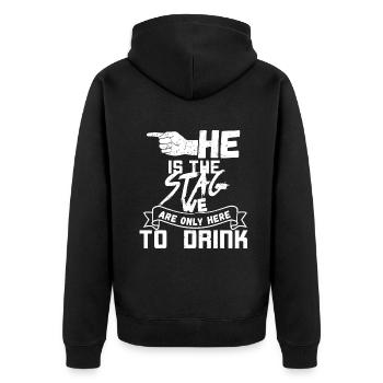 He is the Stag, we are only here to drink stag do - Unisex Premium Organic Zip Hoodie - black - Back - Nico (187cm)