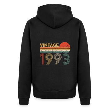 30 ans anniversaire vintage classique né en 1993 - Veste à capuche bio Premium Unisexe - noir - Dos - Nico (187cm)
