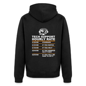 Tech Support Taux horaire, Tech Computer Geek Cadeaux - Veste à capuche bio Premium Unisexe - noir - Dos - Nico (187cm)