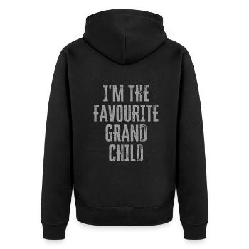 I'm The Favourite Grandchild Funny Siblings Family - Unisex Premium Organic Zip Hoodie - black - Back - Nico (187cm)