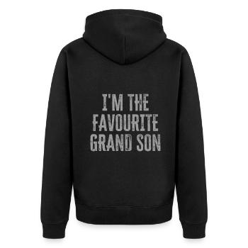 I'm The Favourite Grandson Funny Siblings Family M - Unisex Premium Organic Zip Hoodie - black - Back - Nico (187cm)
