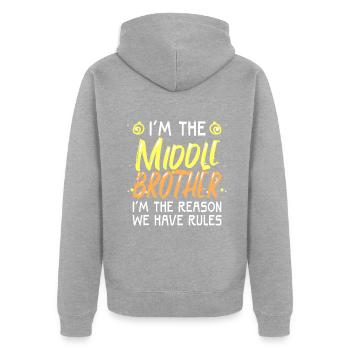 Middle Brother I'm Reason We Have Rules Funny Sibl - Unisex Premium Organic Zip Hoodie - heather grey - Back - Nico (187cm)