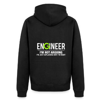 Ingenieur Ich streite nicht Lustig Ingenieuri löse - Unisex Premium Bio Zip Hoodie - Schwarz - Hinten - Nico (187cm)