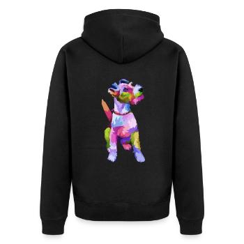 Fox Terrier portrait pop art coloré pour chien possédé - Veste à capuche bio Premium Unisexe - noir - Dos - Nico (187cm)