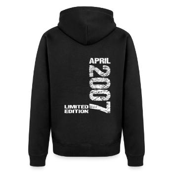 Limitierte Auflage April 2007 16. Geburtstag Jahrgang 2007 - Unisex Premium Bio Zip Hoodie - Schwarz - Hinten - Nico (187cm)
