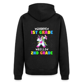 Goodbye First Grade hello second grade Unicorn Gir - Unisex Premium Organic Zip Hoodie - black - Back - Nico (187cm)