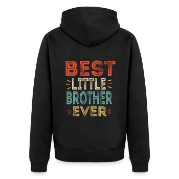 Best Little Brother Ever younger Sibling Teenager - Unisex Premium Organic Zip Hoodie - black - Back - Nico (187cm)
