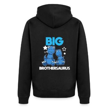 familie geschwister bruder big brothersaurus niedlich din - Unisex Premium Bio Zip Hoodie - Schwarz - Hinten - Nico (187cm)
