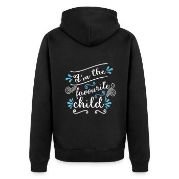 Ich bin das Lieblingskind Lustiger Witz Familie Matching - Unisex Premium Bio Zip Hoodie - Schwarz - Hinten - Nico (187cm)