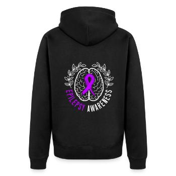 Epilepsy Awareness Epileptic Seizure I Wear Purple - Unisex Premium Organic Zip Hoodie - black - Back - Nico (187cm)