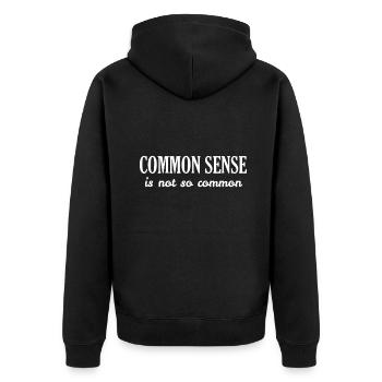 Common sense is not so common - Unisex Premium Organic Zip Hoodie - black - Back - Nico (187cm)