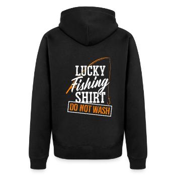 Angel-Humor, Angel-Liebhaber - Unisex Premium Bio Zip Hoodie - Schwarz - Hinten - Nico (187cm)