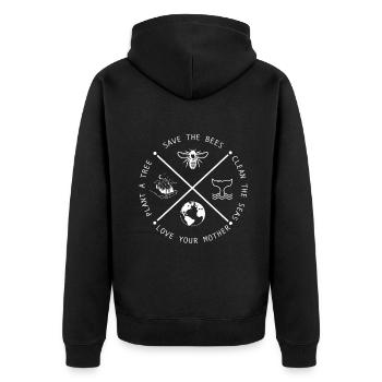 Rette die Bienen, liebe deine Mutter, reinige die Meere pl - Unisex Premium Bio Zip Hoodie - Schwarz - Hinten - Nico (187cm)